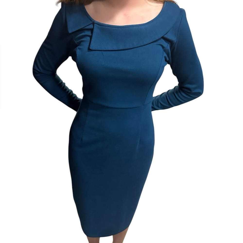 Blue office businessPeter Pan collar dress